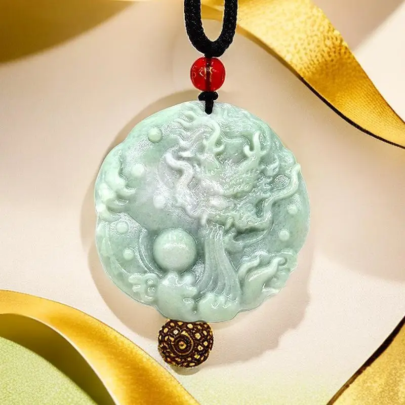 Vintage Fashion In Chinese - หยกมังกรจี้แฟชั่นธรรมชาติ Talismans จีนอุปกรณ์เสริม Charms สร้อยคอสร้อยคอสีเขียวแกะสลักเครื่องประดับ Vintage
