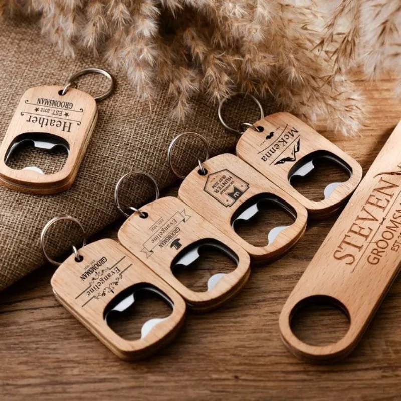 Vintage Fashion Names - CUSTOM ชื่อที่เปิดขวดเบียร์พวงกุญแจไม้สําหรับงานแต่งงานเลเซอร์แกะสลักโลโก้รถ Key CHAIN VINTAGE ปรับแต่งพวงกุญแจไม้