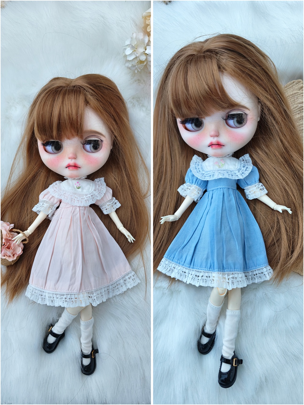 Vintage Fashion Doll - เสื้อผ้าตุ๊กตาบลายธ์ ชุดวินเทจหลากสี ชุดทำมือสำหรับตุ๊กตาบลายธ์ ขนาด 28-30 ซม.
