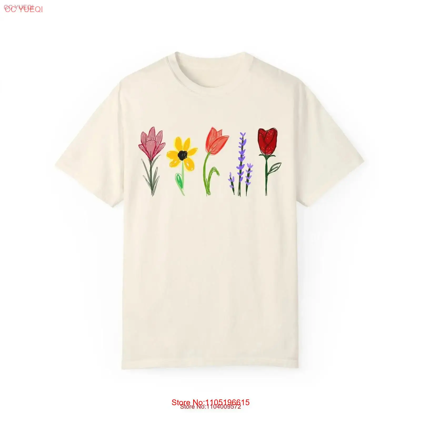 Vintage Fashion Drawings - เสื้อยืดลายดอกไม้ ลายเส้นน่ารัก พยาบาล ดอกไม้หลากสีสัน เรียบง่าย สไตล์มินิมอล