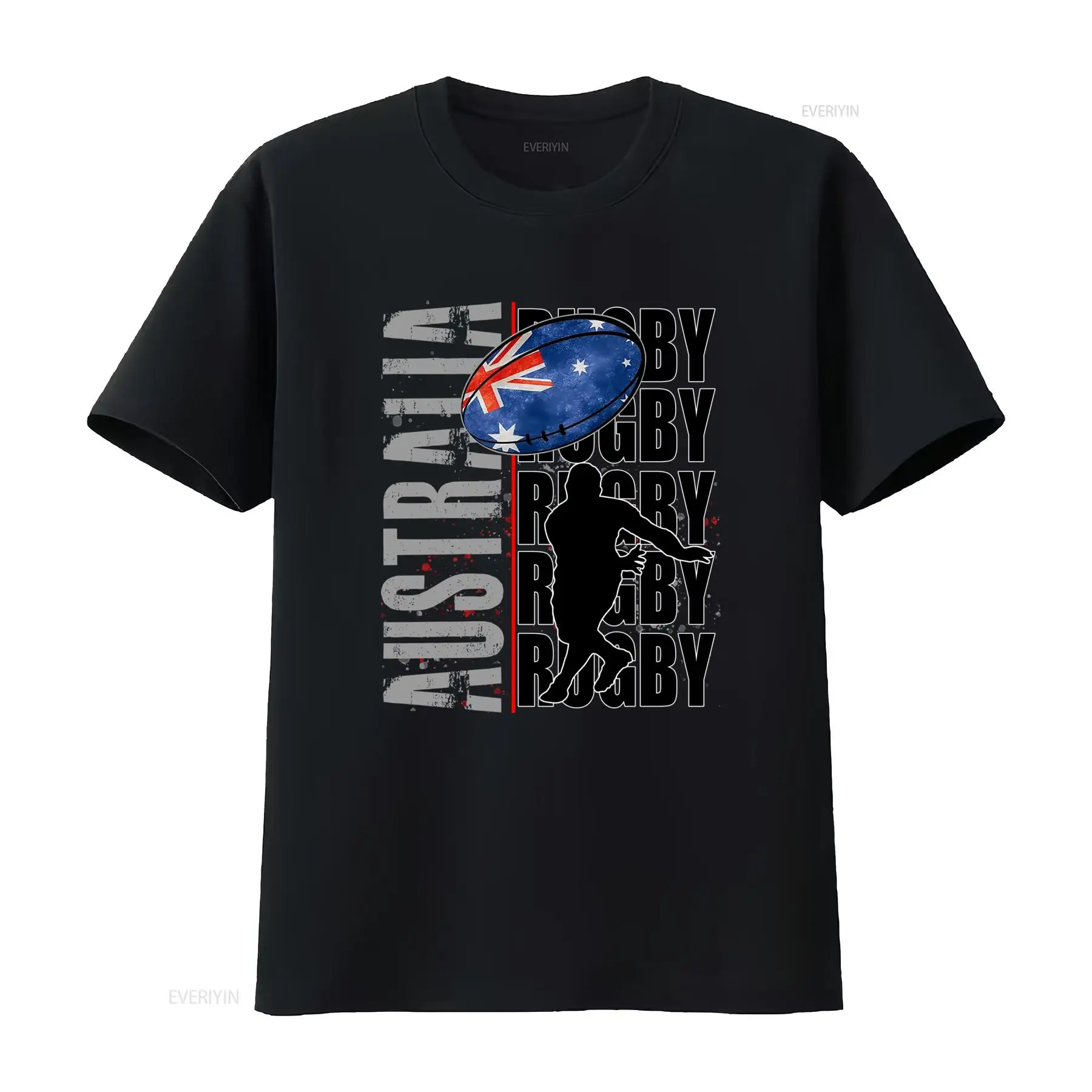 Vintage Fashion Australia - เสื้อยืดลำลองพิมพ์ลายรูปนักกีฬารักบี้ธงชาติออสเตรเลียสไตล์สตรีทแวร์เท่ๆ ลุควินเทจ ซักแล้วใส่สบาย