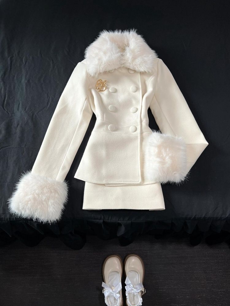 V Vintage Fashion - ชุดเซ็ตผู้หญิงสไตล์ฝรั่งเศสสำหรับฤดูหนาว แฟชั่นเกาหลี ดีไซน์วินเทจ ชุด 2 ชิ้น