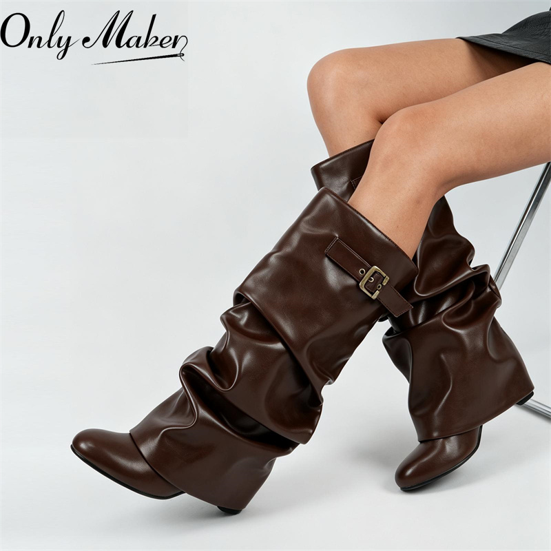 รองเท้าบูทหุ้มเข่าทรงหลวม หนัง - Vintage And Modern Fashion บทวิจารณ์และราคา