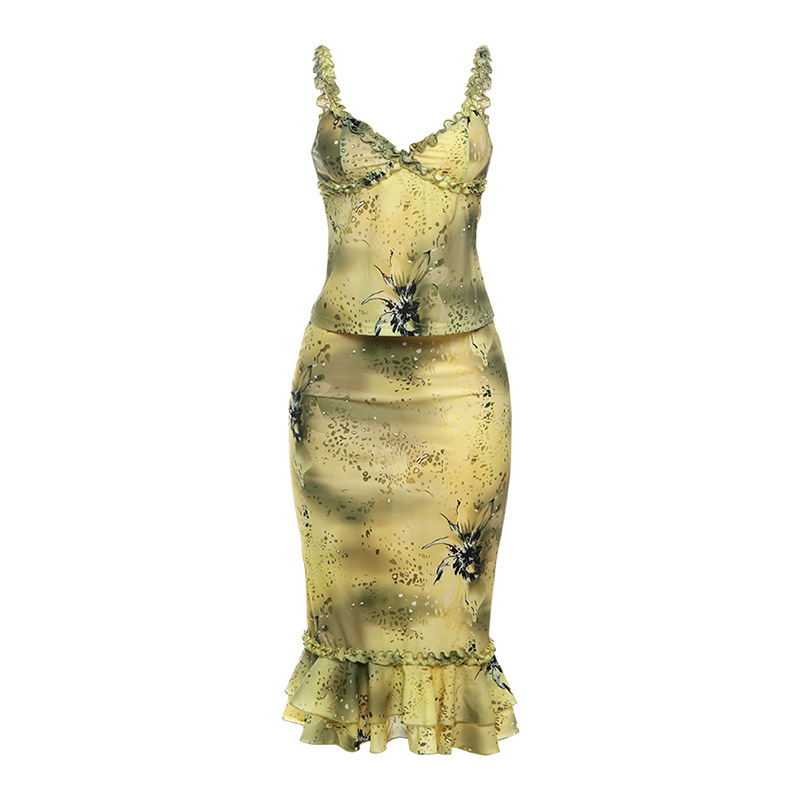 ชุดเดรสผู้หญิง 2 ชิ้น ลายดอกไม - V Vintage Fashion บทวิจารณ์และราคา