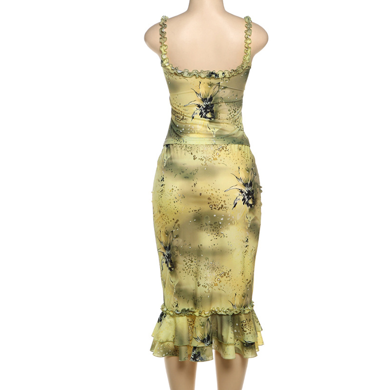 ชุดเดรสผู้หญิง 2 ชิ้น ลายดอกไม - V Vintage Fashion บทวิจารณ์และราคา