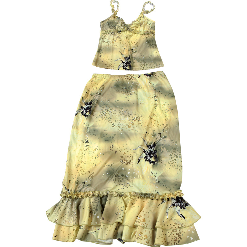 ชุดเดรสผู้หญิง 2 ชิ้น ลายดอกไม - V Vintage Fashion บทวิจารณ์และราคา