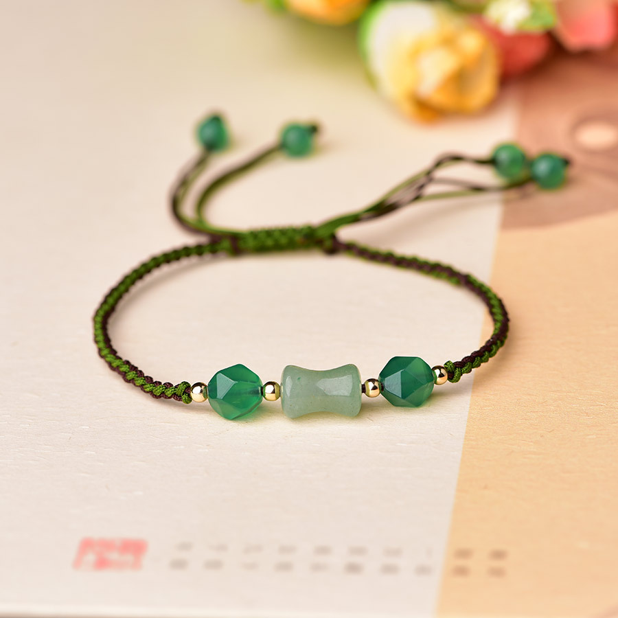 สร้อยข้อมือลูกปัดหยกธรรมชาติสี - Vintage Fashion Design บทวิจารณ์และราคา