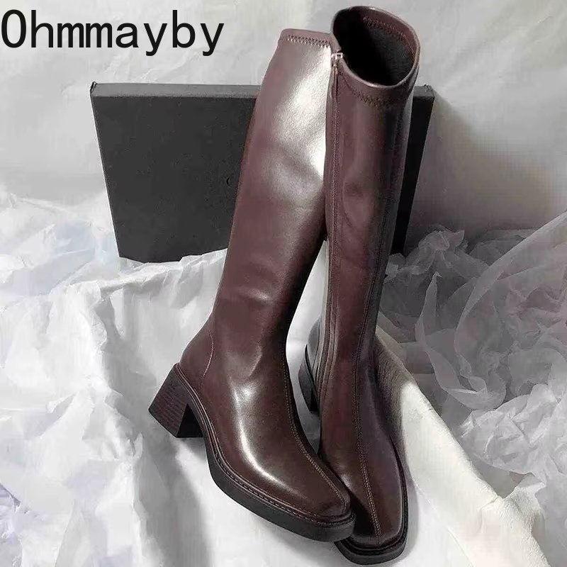 Vintage ส้นหนาผู้หญิงเข่ารองเท - Vintage And Modern Fashion บทวิจารณ์และราคา