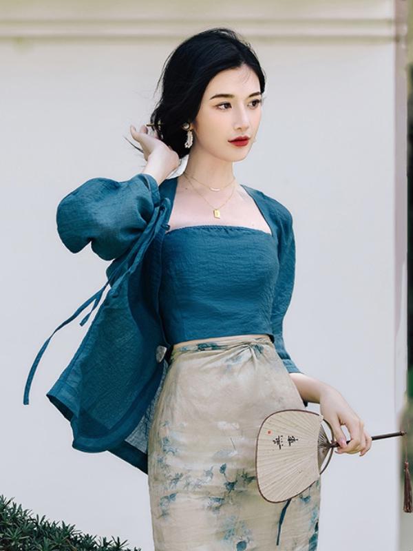 ชุดเซ็ตกระโปรงสายเดี่ยวเปิดไหล - Vintage Fashion In Chinese บทวิจารณ์และราคา