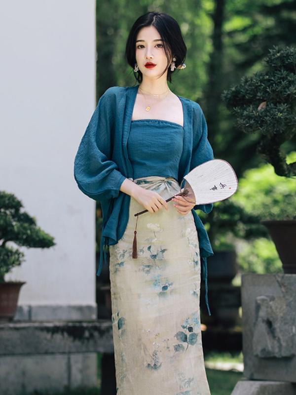 ชุดเซ็ตกระโปรงสายเดี่ยวเปิดไหล - Vintage Fashion In Chinese บทวิจารณ์และราคา