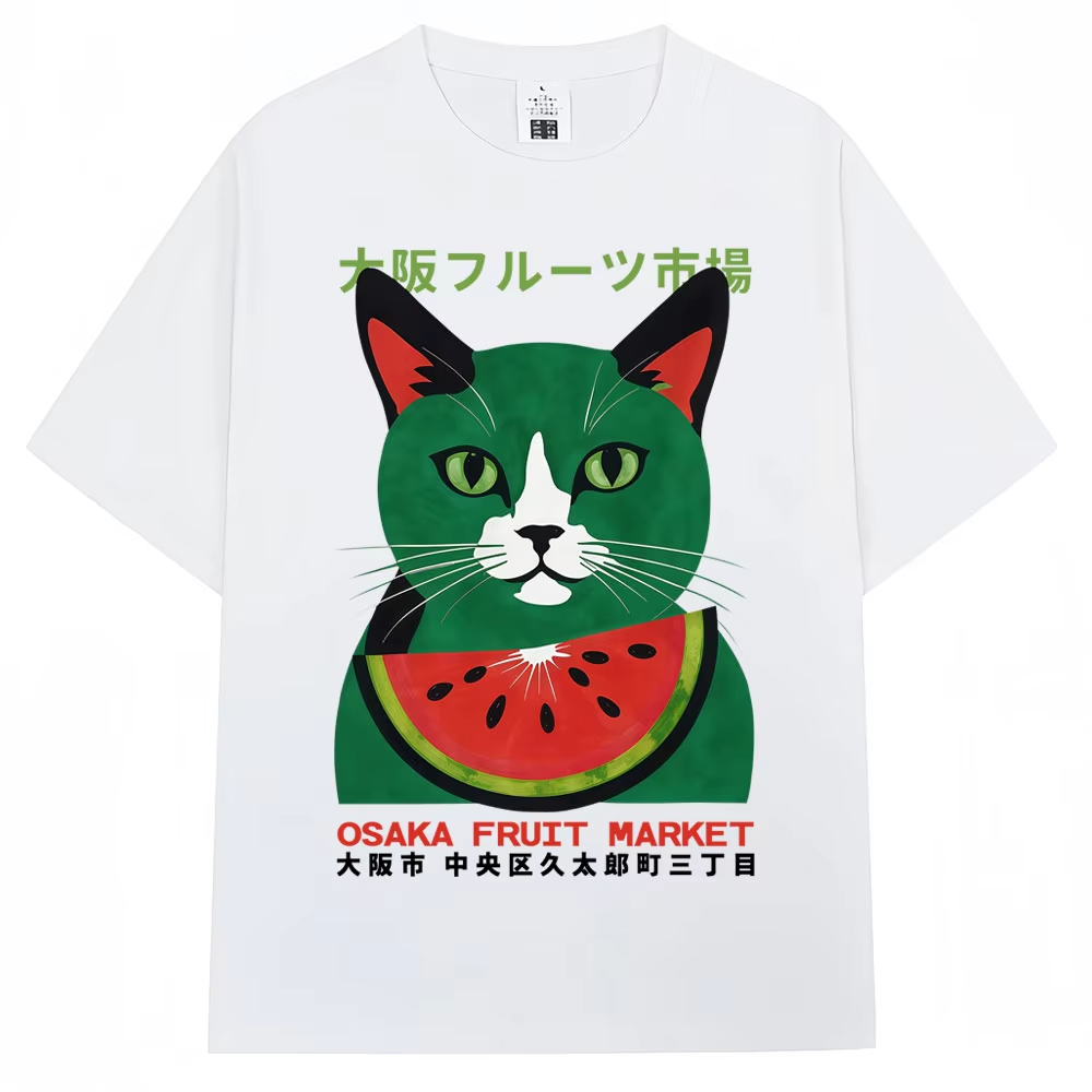 เสื้อยืดลายแมวตลาดผลไม้โอซากะส - Vintage Fashion Market บทวิจารณ์และราคา