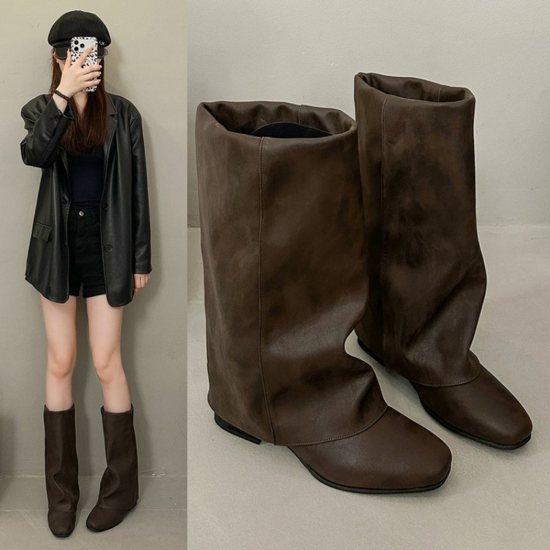 รองเท้าบูทแฟชั่นวินเทจหัวเหลี่ - Vintage And Modern Fashion บทวิจารณ์และราคา