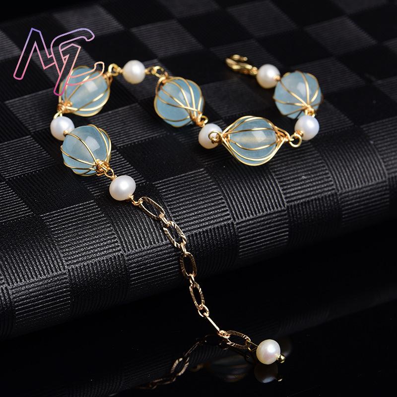ต่างหูลูกปัดหยกธรรมชาติสีน้ำเง - Vintage Fashion Design บทวิจารณ์และราคา