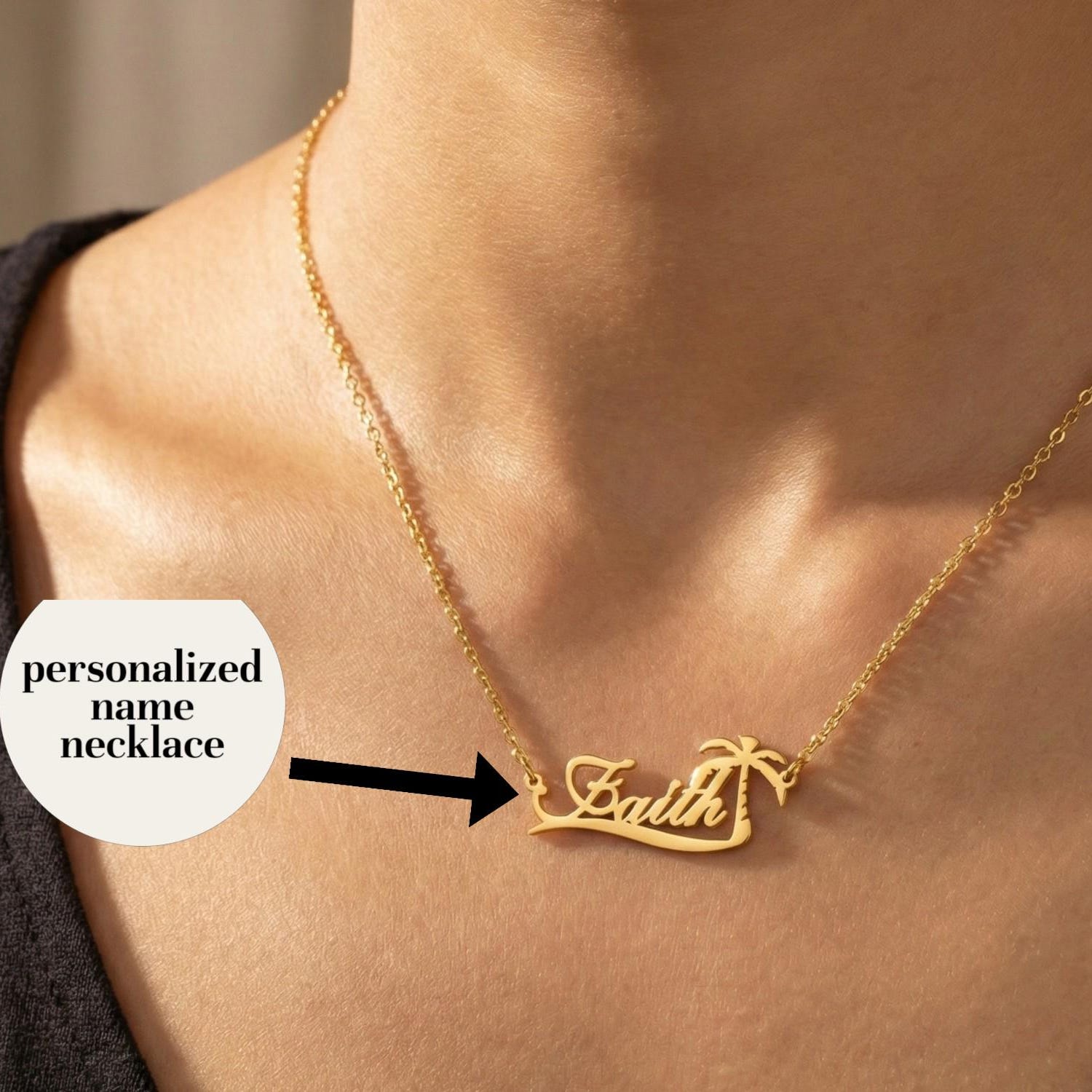 สร้อยคอรูปต้นปาล์มพร้อมชื่อสั่ - Vintage Fashion Names บทวิจารณ์และราคา
