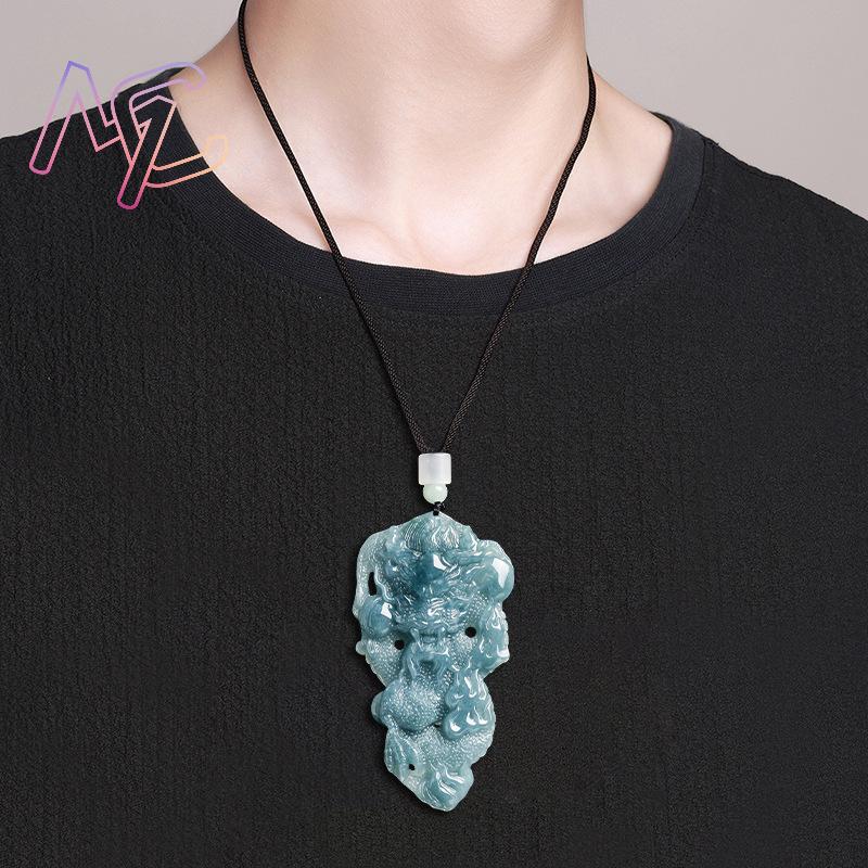 พม่า Jadeite มังกรจี้สร้อยคอหิ - Vintage Fashion Design บทวิจารณ์และราคา